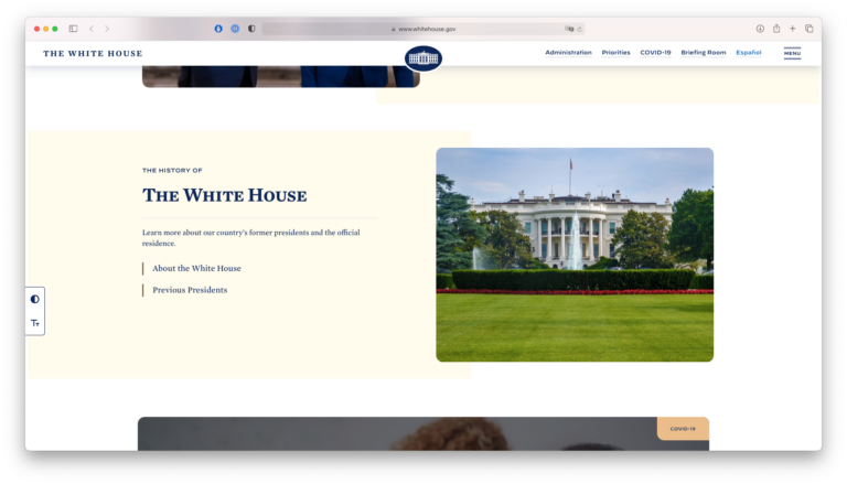 The White House website screenshot